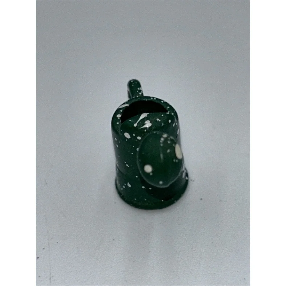 Vintage Miniature Green Speckled Watering Can Heavy